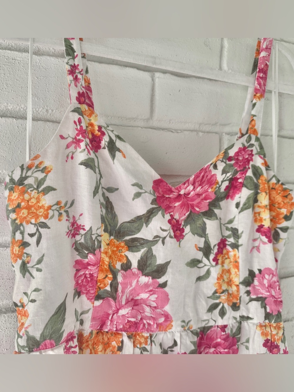 NWOT✨ CYNTHIA ROWLEY • Linen Midi Sun Dress • White Floral • Womens 6 US - Picture 6 of 12
